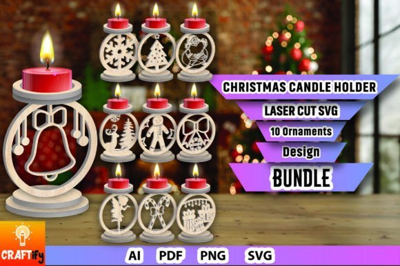 Paquete De Portavelas Navidenos Creativo Digital